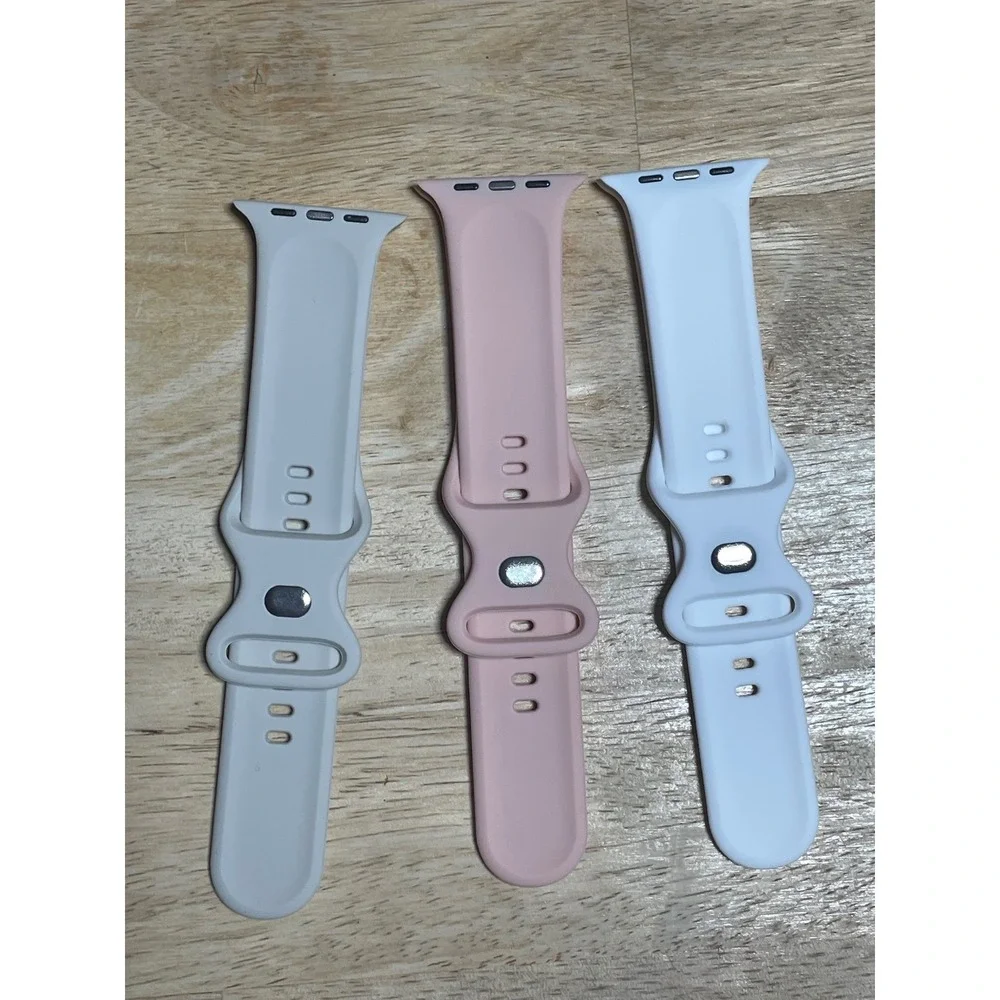 Apple Watch 8 Band Floral Embossed Silicone Pink Gray Blue 45mm